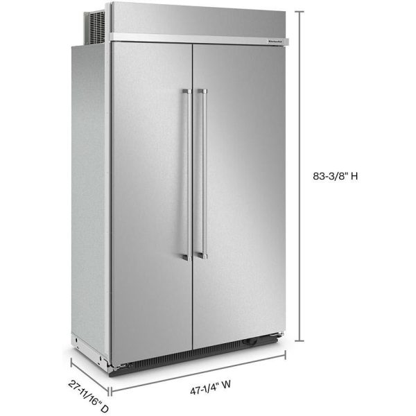 KitchenAid 48-inch, 30 cu. ft. Built-in Side-by-Side Refrigerator with Internal Ice Maker KBSN708MPS Online