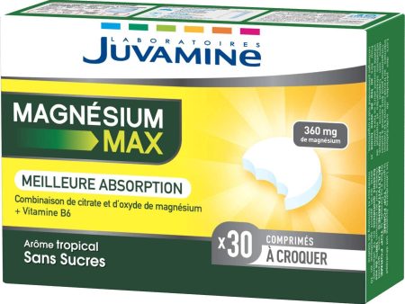 Juvamina - Magnesio Max - Fatiga del Pasaje - 30 tabletas masticables Embalaje Deteriorado Hot on Sale